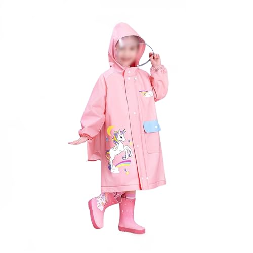 Listado de Chaquetas impermeables para Bebé los 5 mejores. 49 Poncho de Lluvia Para Niños, Chaqueta Impermeable de Lluvia Portátiles con Capucha Lluvia Reutilizables Para Niños y Niñas (M)