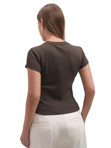 Image of Tokyo Talkies Women Pure Cotton Tops for Woman|Regular Fit Slim fit Crop Tops for Women Western|Top Tshirt for Women Stylish Western|Suitable for Casual and Workwear
