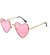 FEISEDY Love Heart Shaped Sunglasses Party Thin Metal Frame Glasses Candy Color B2832