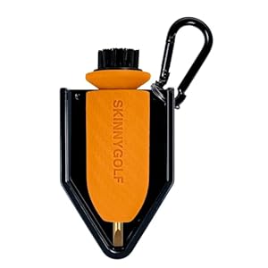 Skinny Golf Magnetic Scrub Brush | The Ultimate Bag Accessory | Scrub Brush & Brass Tip Groove Cleaner | Clip to Belt
