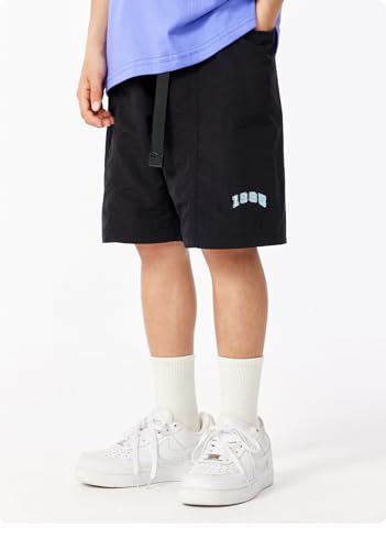 Meufam Kids Youth Hiking Cargo Pants, Outdoor Camping Pants Quick Dry Pants Lightweight Athletic Running Pants Snow Pants (Black,140/7-8 Y,Unisex,Big Kid,US,Age,7 Years,8 Years)