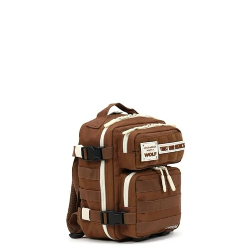Image of WOLFpak 9L Mini Tactical Backpack (Mocha Brown) | Compact, Small Everyday Carry Bag for Gym, School, Travel | Durable, Water-Resistant Daypack with Molle System and Patch Panel