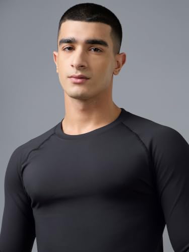 Image of TECHNOSPORT Men's Compression Full Sleeve T-Shirt 4-Way Stretch Slim Fit Gym & Workout Tee Quick-Dry Moisture-Wicking Athletic Training Wear ElastoPlus Fabric Technology for Comfort & Flexibility