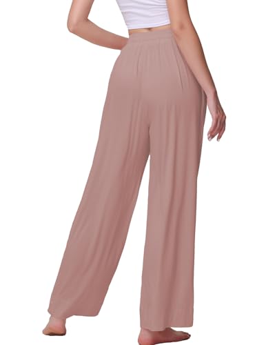 Image of Veseacky Women's Wide Leg Lounge Pants Yoga Pajamas Comfy Stretch Drawstring Pajamas Puls Size Dance Bottoms S-4XL