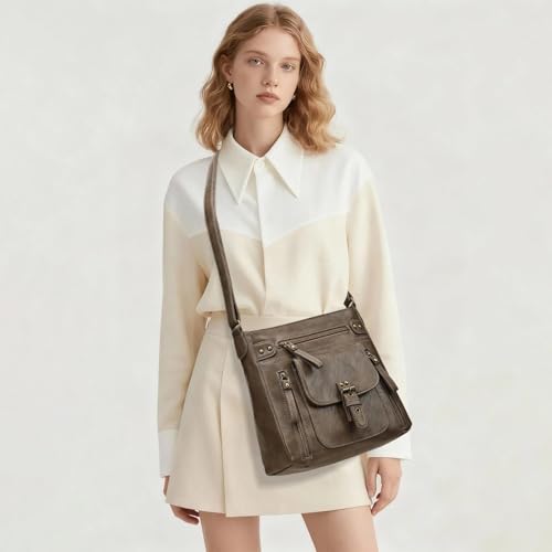 Image of Crossbody Bags for Women Medium PU Leather Multi Pocket Shoulder Purses