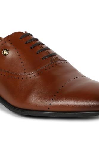 Image of Louis Philippe Men Premium Leather Breathable Lining Material Anti Slip with Heel TPR Sole Formal Derby Shoes