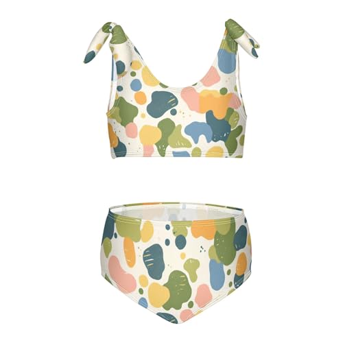 Camouflage Army with Shark Silhouette Watercolor Girls' 2 Piece Kids Bikini Set Quick-Dry Swimsuits Swimwear Adjustable
