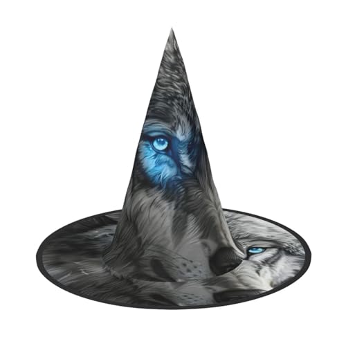 PPHGUT Blaue Augen Wolf Druck Karneval Party Hut Kopfbedeckung für Erwachsene Cosplay Kostüm Familientreffen Veranstaltungen