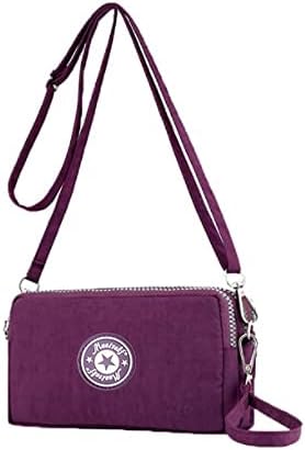 Valexbia Cell Phone Purse 3 Layers Zipper Handbag Nylon Crossbody Shoulder Bags Phone Pouch Case Wrist Bag