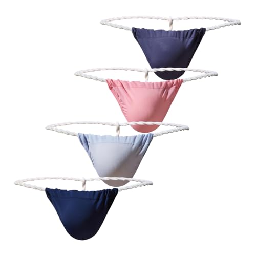Men's Ice Silk Underwear Tied Rope G-String Sheer Bikini Briefs Low Rise Sumo Thongs