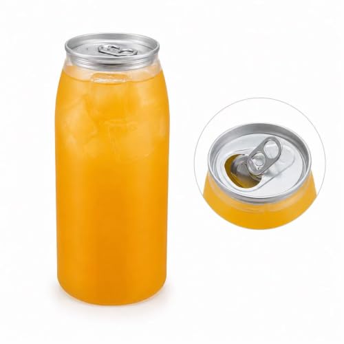 Image of 22OZ(650ml) Disposable Juice Bottles 100 Pack - Plastic Sealable Can Cups with Lids for Boba, Smoothie, Drinking, Clear Beverage Container with Easy Open Lids