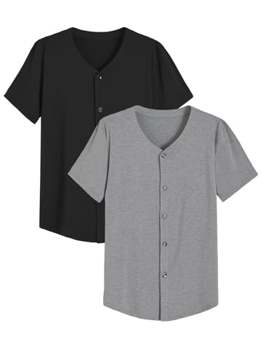 Image of Latuza Men's Bamboo Viscose Button Down Pajama Shirt 2 Pack