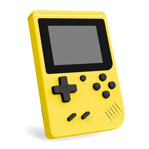 Retro Handheld Game, 3.0 inch LCD Screen Portable Gaming, 1020mAh Rechargeable Battery, Mini Electronic Gaming Player Xmas Birthday-Yellow