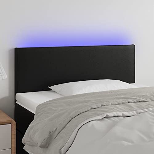 Tidyard Cabezal Cabecero con LED Cabecero Cama Cabecero de Cama Altura Ajustable Estilo Elegante Habitación/Dormitorio Decoraciones de Cuero sintético Negro 90x5x78/88 cm