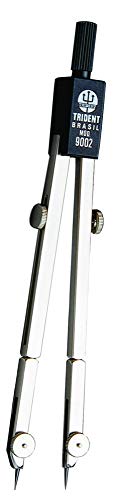 Compasso com Hastes Prolongadoras, Trident, 9002, Cromo Fosco, Traça Circunferências de Até 55 cm