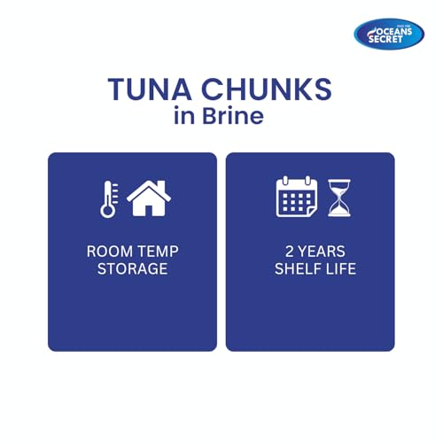 Image of Oceans Secret Tuna Chunks in Brine 400gm Pack of 4 Canned Tuna Fish | Balanced Nutrition | Light Taste | in Clean Brine | Premium Cuts Ready to Eat