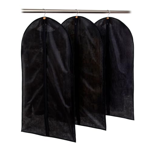 Astro 605-15 Clothing Cover, Black, Short Size, Set of 3, Double-Sided Non-woven Fabric, Clothes Cover, Suit Cover, Zipper Closure, Bottom Closure