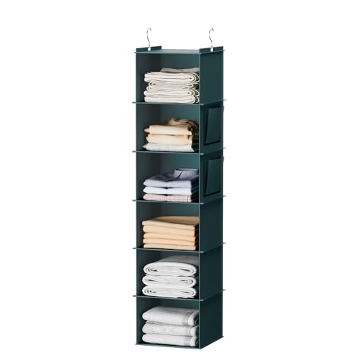 Image of YOUDENOVA Hanging Closet Organizer and Storage, 6-Shelf, Green