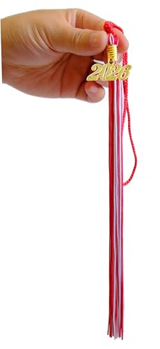 Image of Red and White Graduation Tassel 2026 for Grad Cap and Graduation Ceremony Accessory Decoration