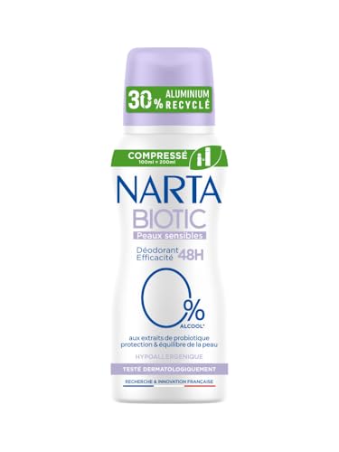 Desodorante biótico comprimido para pieles sensibles, 100 ml Narta