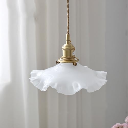 Lámpara colgante de cristal de leche y latón moderna para techos de cocina y salón
