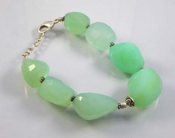 Pulsera de calcedonia facetada y plata de ley pulida de 17cm 3
