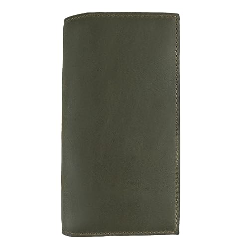 Image of Hide & Drink, Checkbook Cover, Minimalist Organizer for Personal or Business Finances, Bill Holder, Full Grain Leather, Handmade, Dark Jade