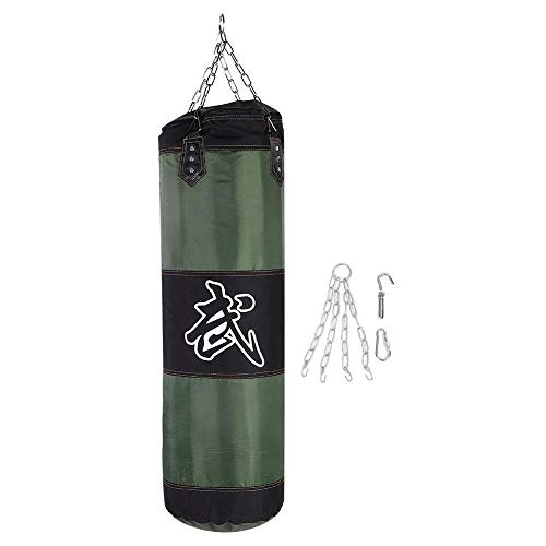 HONGYAN Home 60cm 80cm 100cm 120cm Empty Boxing Sand Bag Hanging Kick Sandbag Boxing Training Fight Karate Sandbag Gloves Wrist Guard (Color : Green 1.2m Type1)