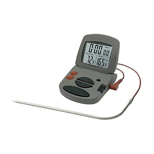 Taylor Programmable with Timer Instant Read Wired Probe Digital, Meat, Food, Grill BBQ Cooking Kitchen Thermometer with Timer, Gray
