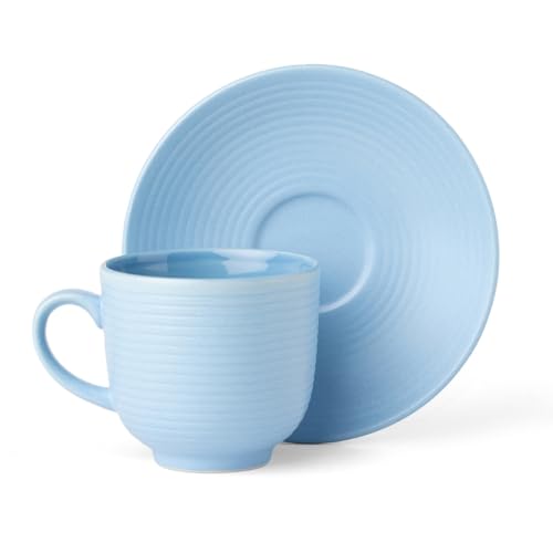Image of Clay Craft Fine Ceramic Horizon Blue Cups & Saucer, Set of 12, Cups for Tea & Coffee, Gift Set, Elegant Design for Home and Kitchen and Can Be Gifted to Your Loved Ones On Any Occassions