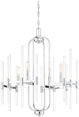 Minka Lavery Chandelier Pendant Lighting 3094-77 Pillar Dining Room Fixture, 4-Light 240 Watts, Chrome