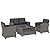 Outsunny 4 Pieces Patio Furniture Sets with Cushions, PE Rattan Wicker Conversation Chairs w/Two-Tier Coffee Table for Backyard Porch Garden Poolside and Deck, Charcoal