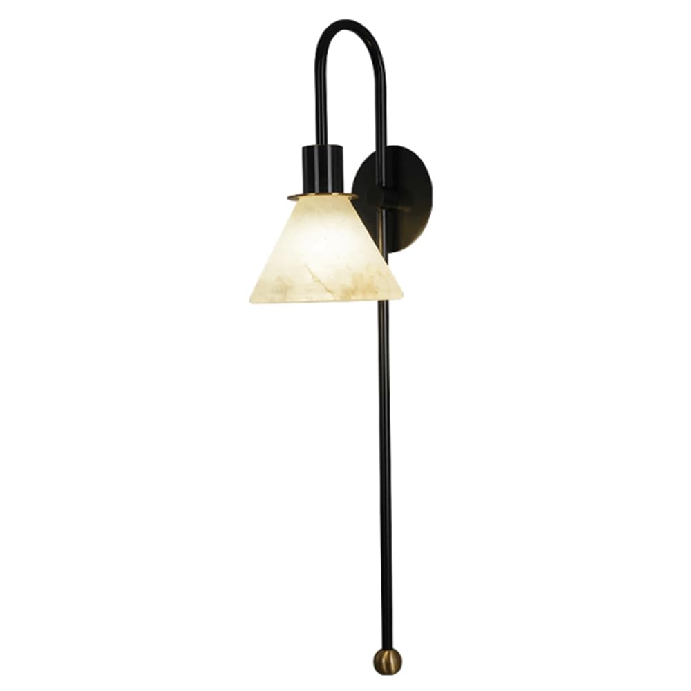 SHUANGZ ﻿26.8 H Nordic Style Wall Sconces,Natural Marble Wall Lamp,Cloakroom Wall Mounted Lamp,Alabaster Wall Light Vanity Light Fixtures for Bedroom Stairs Living Room Bedside,Black