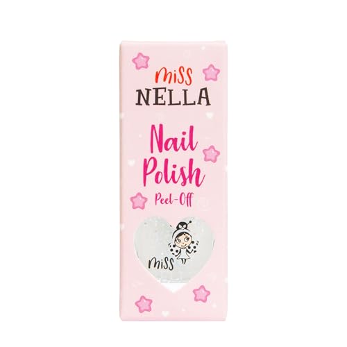 Miss Nella Party Collection CONFETTI CLOUDS- specjalny brokatowy, przezroczysty lakier do paznokci dla dzieci, z możliwością odrywania, na bazie wody, nietoksyczny i bezzapachowy, bezpieczny dla dzieci