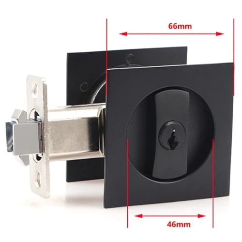 Pocket Door Lock 4X Pocket Black Door Hardware Contemporary Privacy Square Lock with Keys miniatura 4