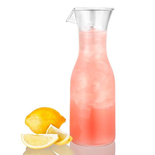 Carafe Juice Jar Beverage Decanter, Unbreakable Clear Acrylic Shatterproof, Wine/Juice Decanter with Lid, 40 oz. - Thumbnail 7