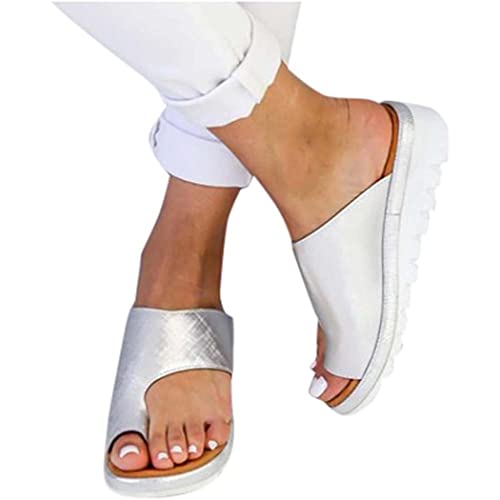 ‎‎‎PIANAI Sandalias Correctoras |Bunion Corrector Zapatos Férulas para Juanetes Chanclas | Corrector de juanetes ortopédico Casuales, Zapatos Zapatillas Plataforma, para La Fascitis Plantar,Plata,9 Cover
