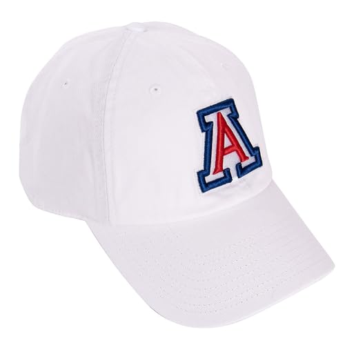 Desert Cactus University of Arizona Baseball Hat UA Wildcats Brimmed Embroidered Hats Cap Adjustable Cloth Strap Adult (US, Alpha, One Size, White)