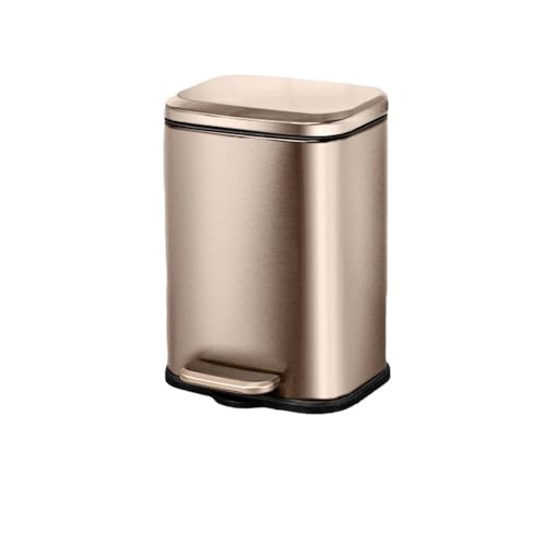 Caneca de basura baño con tapa 6 litros acero inoxidable dorado