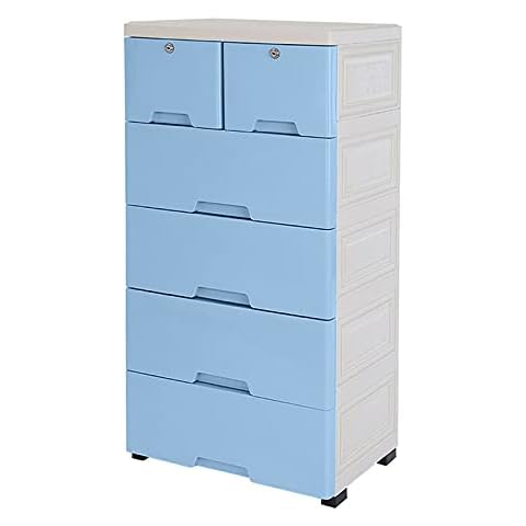 PIOJNYEN Kommode mit 6 Schubladen Schubladenschrank aus Kunststoff Praktische Schubladencontainer Sideboard Beistellschrank Cover
