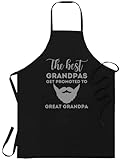 only best grandpas get promoted to great grandpa Apron Workwear - 1 Size fits all Black Apon Kitchen Decor