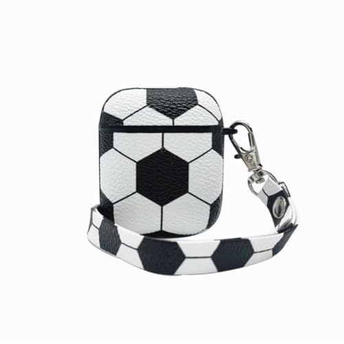 Image of for AirPods Case, AirPods PU Leather Hard Case, Portable Protective Shockproof Earphone Accessories Cover w /Carabiner /Keychain Compatible for Apple AirPods 1 / Airpods 2 Charging Case,Soccer