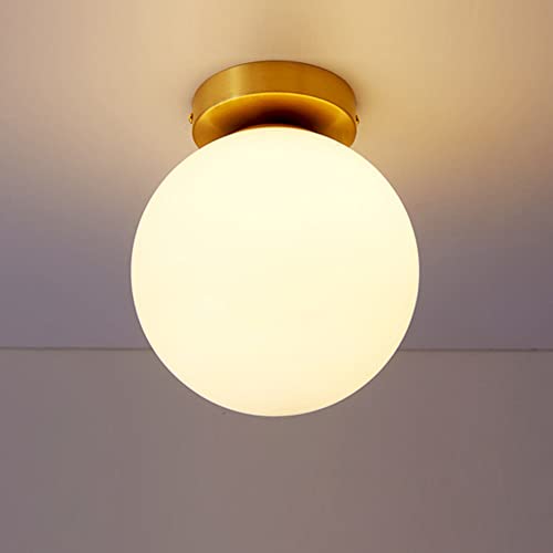 Plafonnier Semi-encastré à Boule de Verre Minimaliste Moderne Plafonnier Rond doré LED Nordique Simplicité Lustre pour couloirs balcons Foyer Vestiaire...