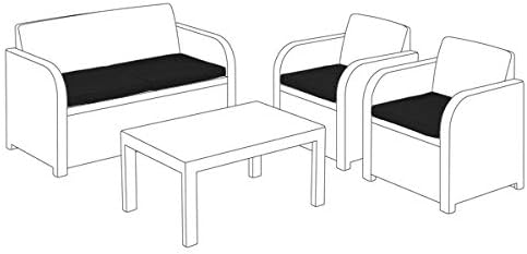 ShopisfyShopisfy Replacement Seat Cushion 4 Piece Set for Keter Allibert Carolina Outdoor Patio Sofa Set - Black