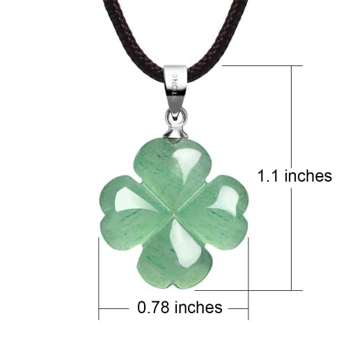iSTONE Four Leaf Clover Necklace,Made with Green Aventurine for Faith Hope Love and Luck 18 Inch Rope Chain St. Patrick's Day2