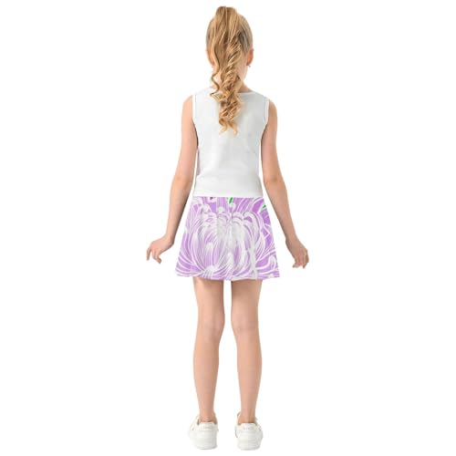 Skirts with Shorts Purple Chrysanthemum Flowers Athletic Shorts for Girls Skorts Cartoon Little Girl 4t4