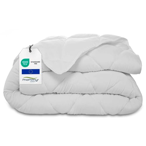 MOMMY CONFORT - Couette 220x240 2 Personnes 300 GSM - Microfibre, Respirant, Ultra Doux - Chaude, Lavable, Thermogradable, Grand - Blanc - Oeko-Tex