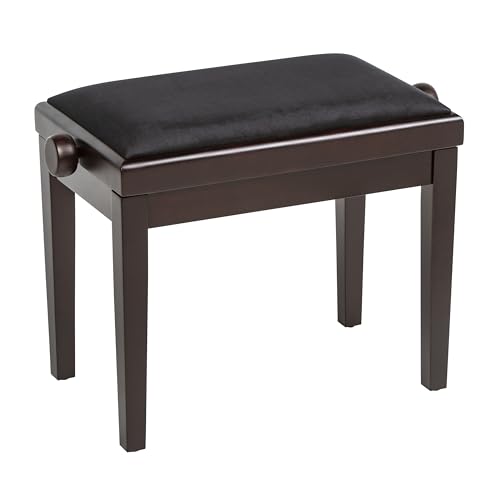 Fame PB-10C DW Klavierbank, Höhenverstellbar 48-56cm, Dunkel Nussbaum Matt Finish, Braun, Schwarzem Velour Bezug, Polsterung, Robuste Verarbeitung