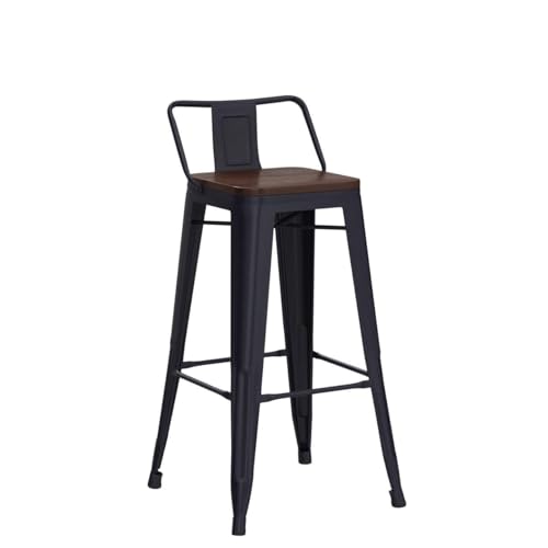 Alunaune 26" Metal Barstools Set of 4, Matte Black Counter Height Bar Stools, Industrial Counter Bar Chairs with Wood Top Low Back - Image 5