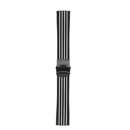 Preisvergleich Produktbild Rosvola Uhrenarmband, Professionelles Streifenarmband Exquisite Silikon Einstellbar Ersatzzubehör (Schwarze Schnalle)(22 mm)